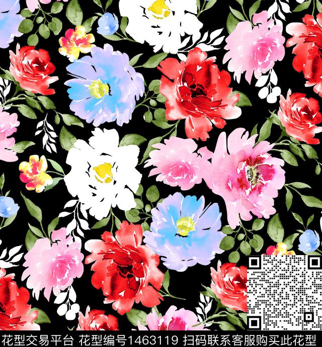 绿植树叶花卉大牌风数码印花华亿平台下载（图片编号: 1463119） - 瓦栏（Walan）