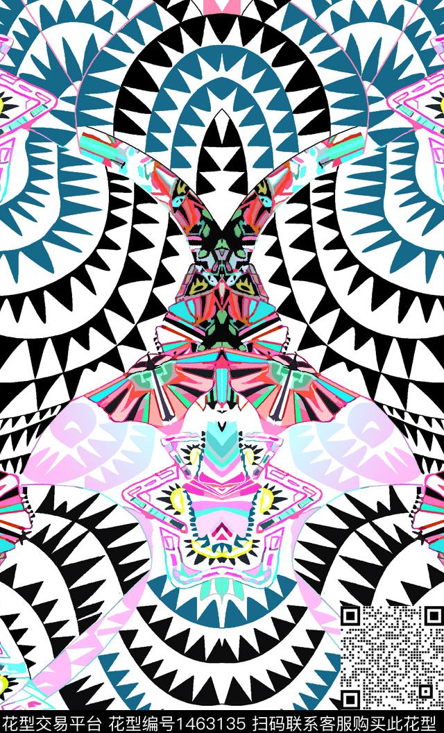 定位花几何格子数码印花华亿平台下载（图片编号: 1463135） - 瓦栏（Walan）