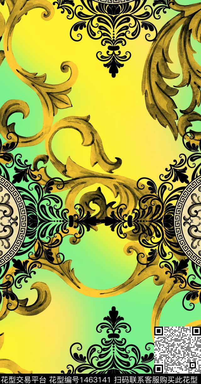 佩斯利古典花纹宫廷风数码印花华亿平台下载（图片编号: 1463141） - 瓦栏（Walan）