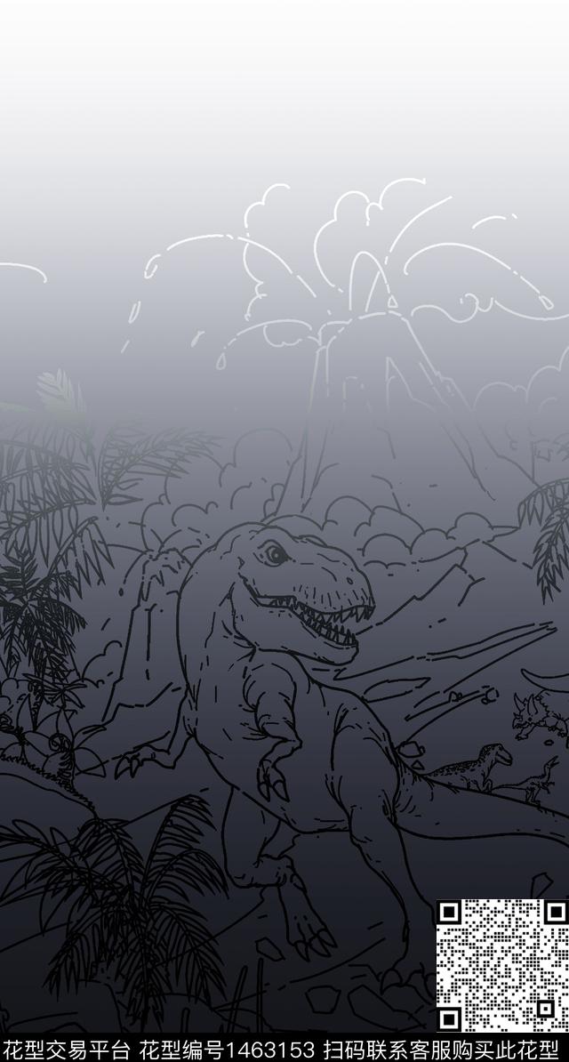线条渐变恐龙数码印花华亿平台下载（图片编号: 1463153） - 瓦栏（Walan）
