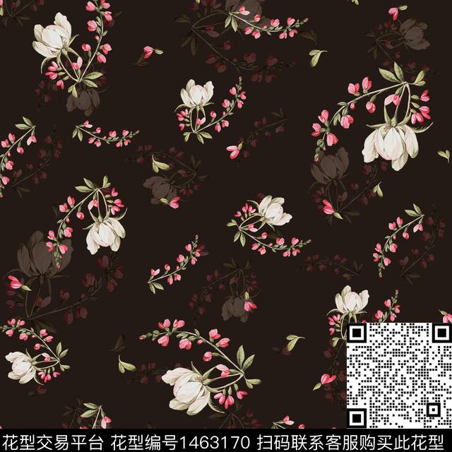 花卉香云纱小碎花传统印花华亿平台下载（图片编号: 1463170） - 瓦栏（Walan）