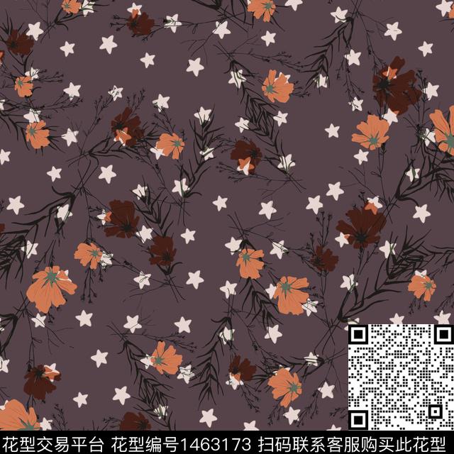 花卉香云纱小碎花传统印花华亿平台下载（图片编号: 1463173） - 瓦栏（Walan）