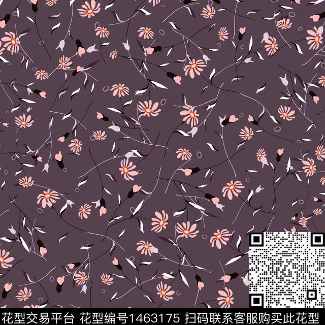 花卉香云纱小碎花传统印花华亿平台下载（图片编号: 1463175） - 瓦栏（Walan）