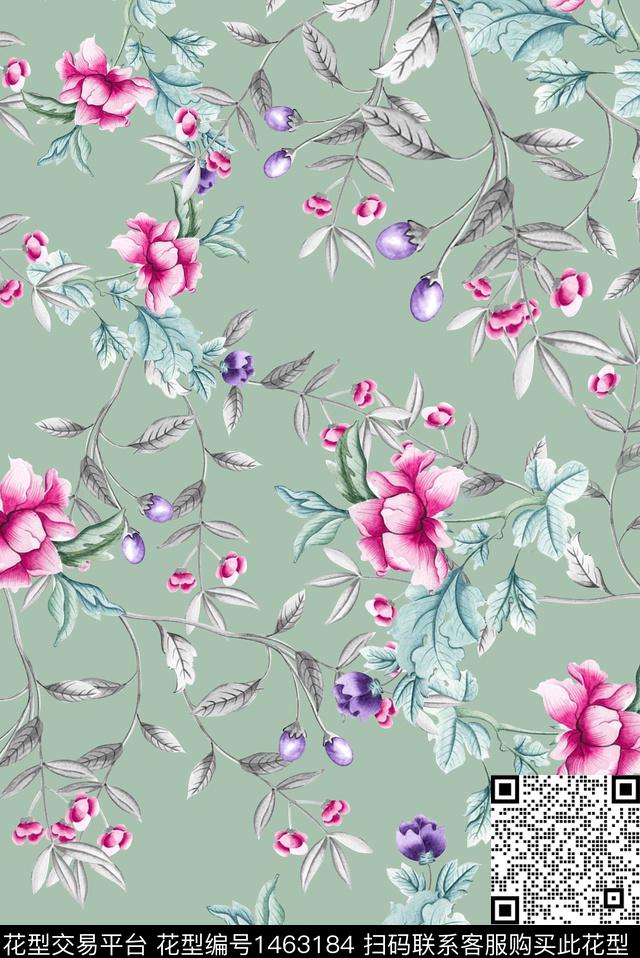 木棉花清爽底花卉花卉数码印花华亿平台下载（图片编号: 1463184） - 瓦栏（Walan）
