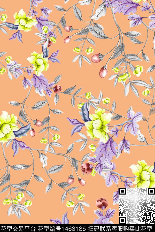 木棉花清爽底花卉花卉数码印花华亿平台下载（图片编号: 1463185） - 瓦栏（Walan）