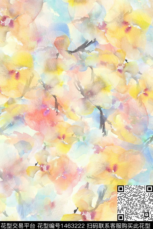 水彩肌理年轻女性数码印花华亿平台下载（图片编号: 1463222） - 瓦栏（Walan）