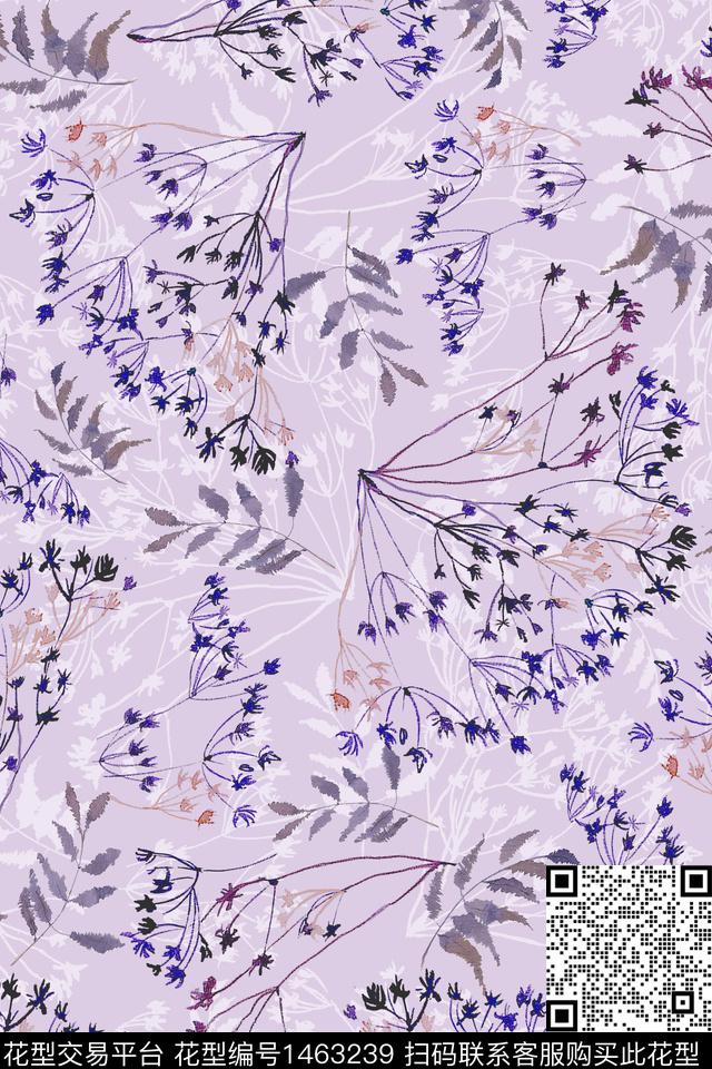 清爽底花卉花卉大牌风数码印花华亿平台下载（图片编号: 1463239） - 瓦栏（Walan）