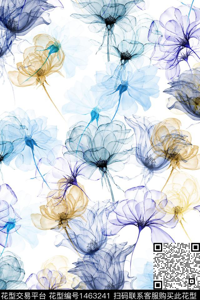 清爽底花卉花卉大牌风数码印花华亿平台下载（图片编号: 1463241） - 瓦栏（Walan）