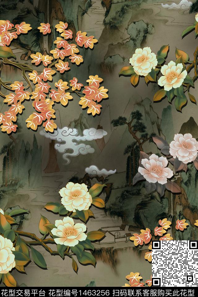 中国风真丝香云纱数码印花华亿平台下载（图片编号: 1463256） - 瓦栏（Walan）