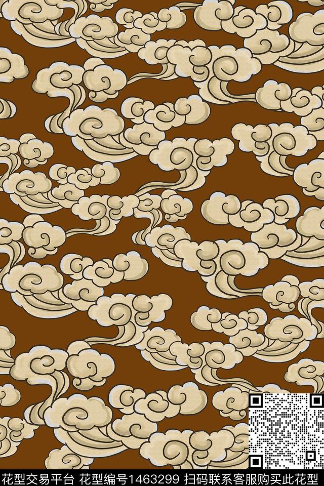 中国风真丝大牌风数码印花华亿平台下载（图片编号: 1463299） - 瓦栏（Walan）