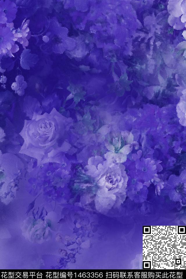 花卉水墨风小碎花数码印花华亿平台下载（图片编号: 1463356） - 瓦栏（Walan）