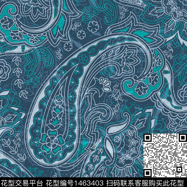 传统纹样佩斯利年轻女性数码印花华亿平台下载（图片编号: 1463403） - 瓦栏（Walan）