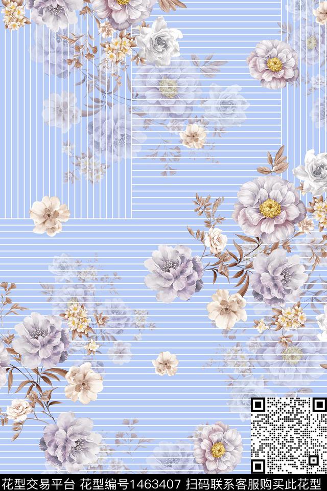 几何水彩年轻女性数码印花华亿平台下载（图片编号: 1463407） - 瓦栏（Walan）