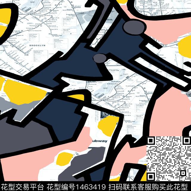 地图几何map数码印花华亿平台下载（图片编号: 1463419） - 瓦栏（Walan）