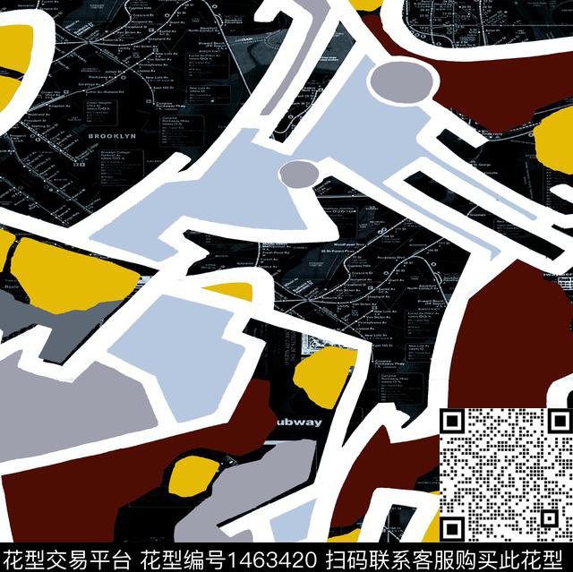 地图几何map数码印花华亿平台下载（图片编号: 1463420） - 瓦栏（Walan）