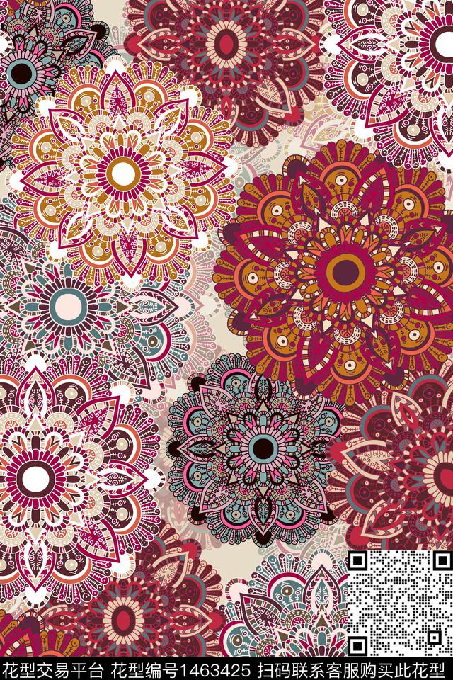 时尚民族风真丝数码印花华亿平台下载（图片编号: 1463425） - 瓦栏（Walan）