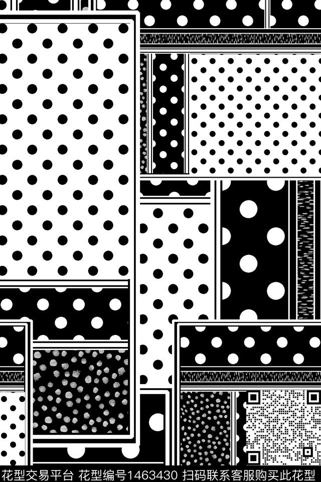 黑白华亿平台小清新真丝数码印花华亿平台下载（图片编号: 1463430） - 瓦栏（Walan）