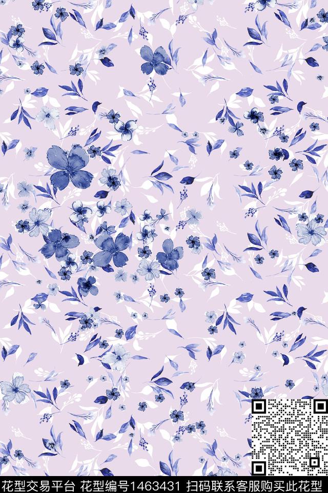 清爽底花卉花卉大牌风数码印花华亿平台下载（图片编号: 1463431） - 瓦栏（Walan）