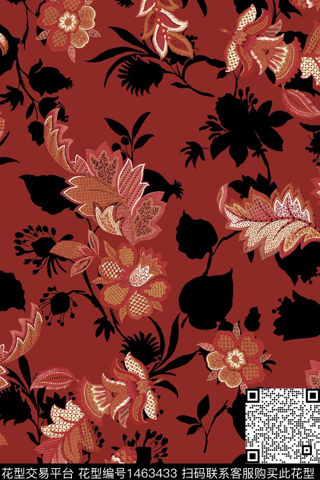 民族风佩斯利花卉数码印花华亿平台下载（图片编号: 1463433） - 瓦栏（Walan）