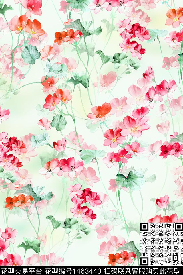 花卉小清新真丝数码印花华亿平台下载（图片编号: 1463443） - 瓦栏（Walan）