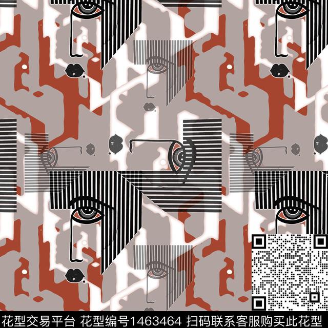 线条几何趣味拼贴传统印花华亿平台下载（图片编号: 1463464） - 瓦栏（Walan）