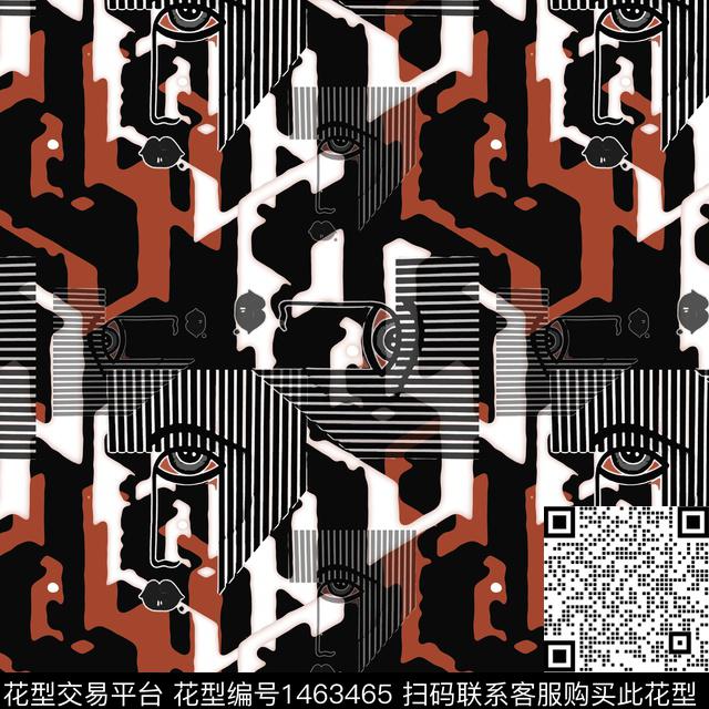 线条几何趣味拼贴传统印花华亿平台下载（图片编号: 1463465） - 瓦栏（Walan）