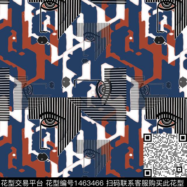 线条几何趣味拼贴传统印花华亿平台下载（图片编号: 1463466） - 瓦栏（Walan）