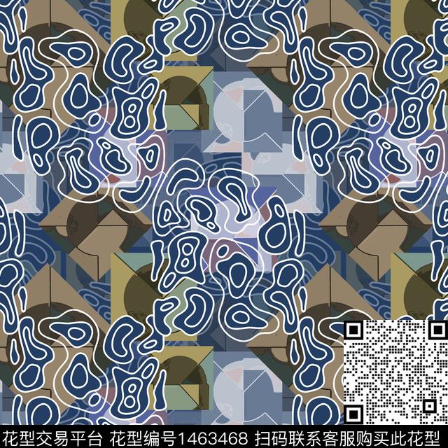 线条几何趣味拼贴传统印花华亿平台下载（图片编号: 1463468） - 瓦栏（Walan）