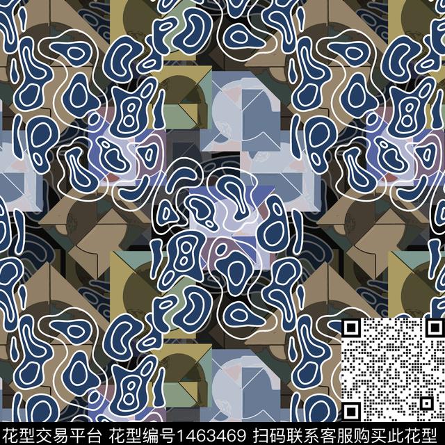 线条几何趣味拼贴传统印花华亿平台下载（图片编号: 1463469） - 瓦栏（Walan）