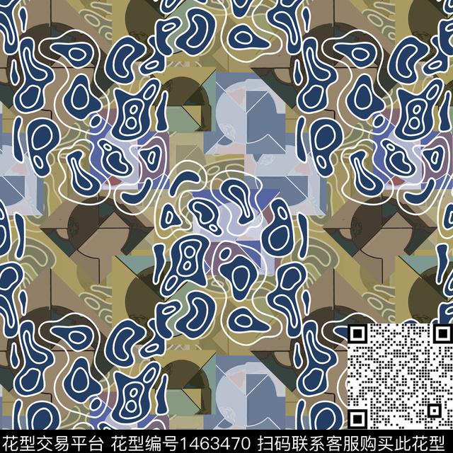 线条几何趣味拼贴传统印花华亿平台下载（图片编号: 1463470） - 瓦栏（Walan）