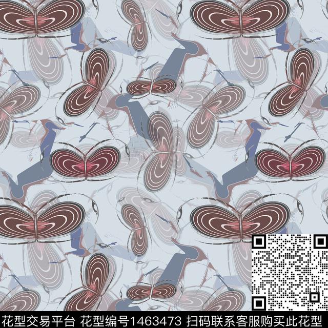 线条仙鹤趣味拼贴传统印花华亿平台下载（图片编号: 1463473） - 瓦栏（Walan）