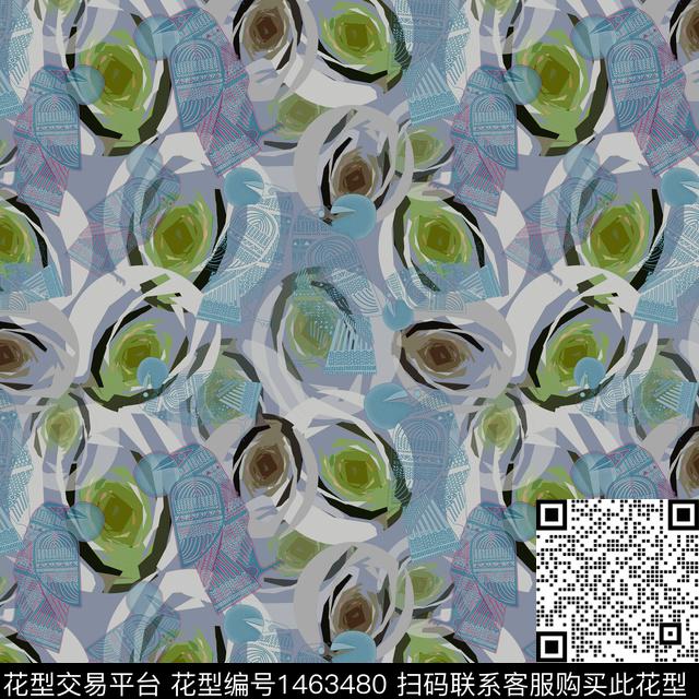 几何鸟大牌风传统印花华亿平台下载（图片编号: 1463480） - 瓦栏（Walan）