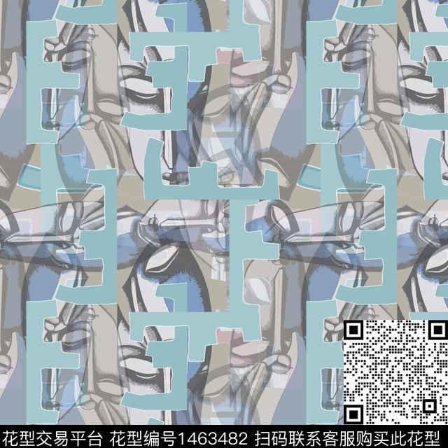 几何大牌风趣味拼贴传统印花华亿平台下载（图片编号: 1463482） - 瓦栏（Walan）