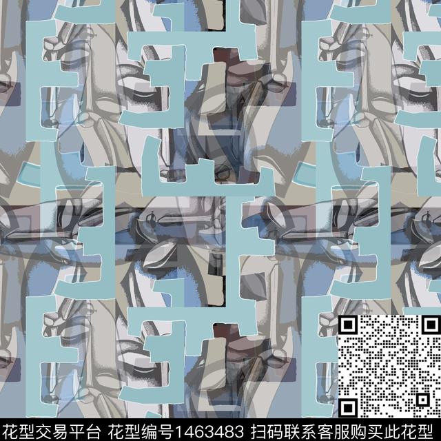 几何大牌风趣味拼贴传统印花华亿平台下载（图片编号: 1463483） - 瓦栏（Walan）