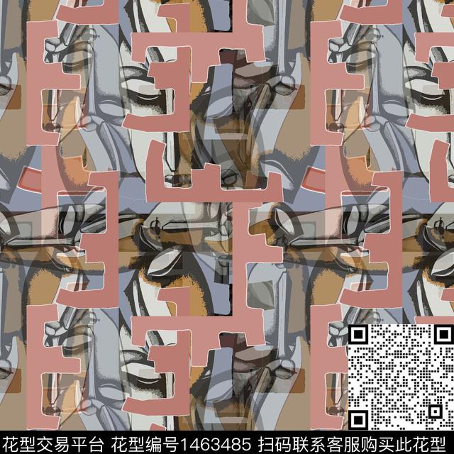 几何大牌风趣味拼贴传统印花华亿平台下载（图片编号: 1463485） - 瓦栏（Walan）