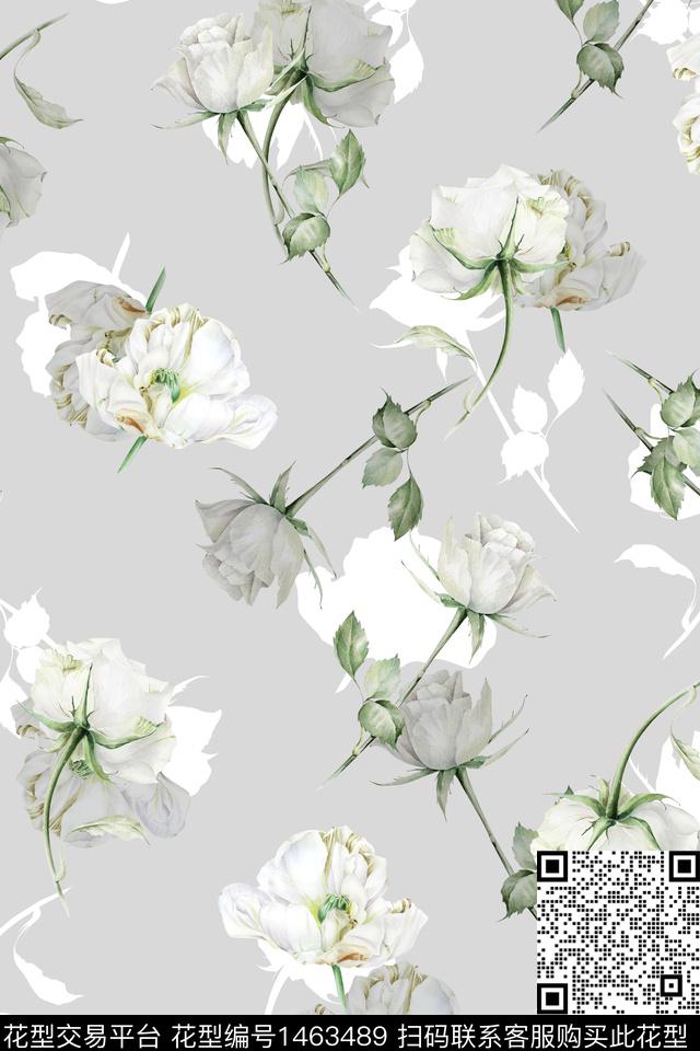 清爽底花卉花卉大牌风数码印花华亿平台下载（图片编号: 1463489） - 瓦栏（Walan）