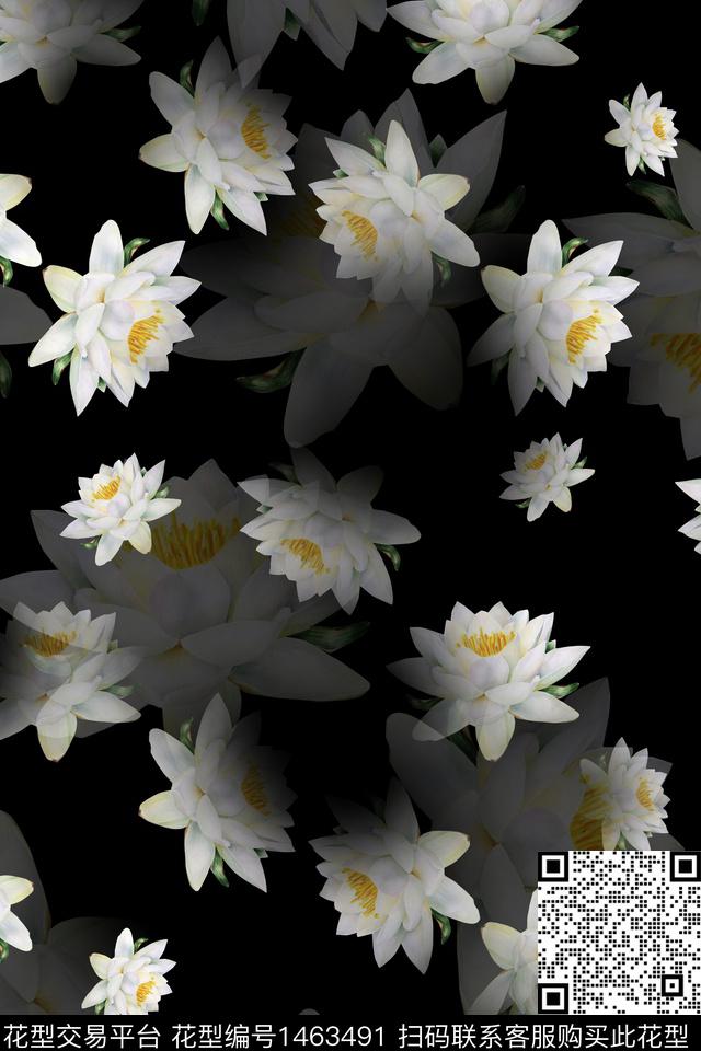 清爽底花卉花卉大牌风数码印花华亿平台下载（图片编号: 1463491） - 瓦栏（Walan）