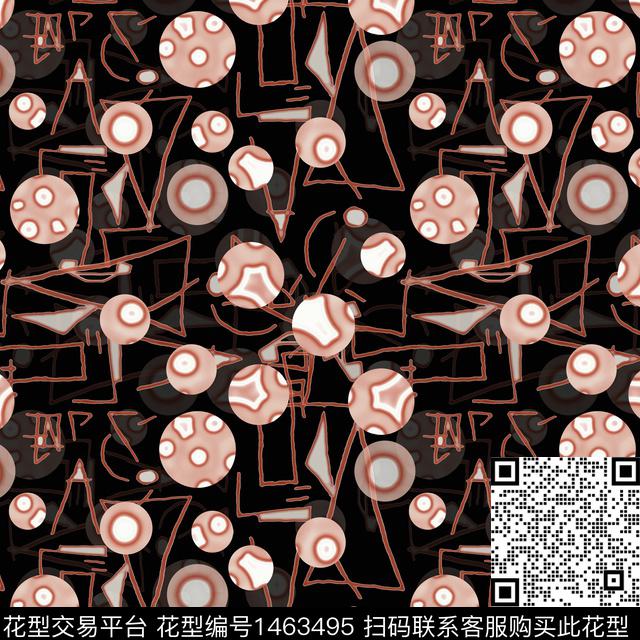 线条几何趣味拼贴传统印花华亿平台下载（图片编号: 1463495） - 瓦栏（Walan）