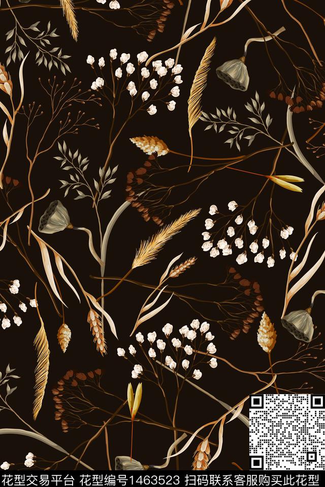 植物真丝年轻女性数码印花华亿平台下载（图片编号: 1463523） - 瓦栏（Walan）