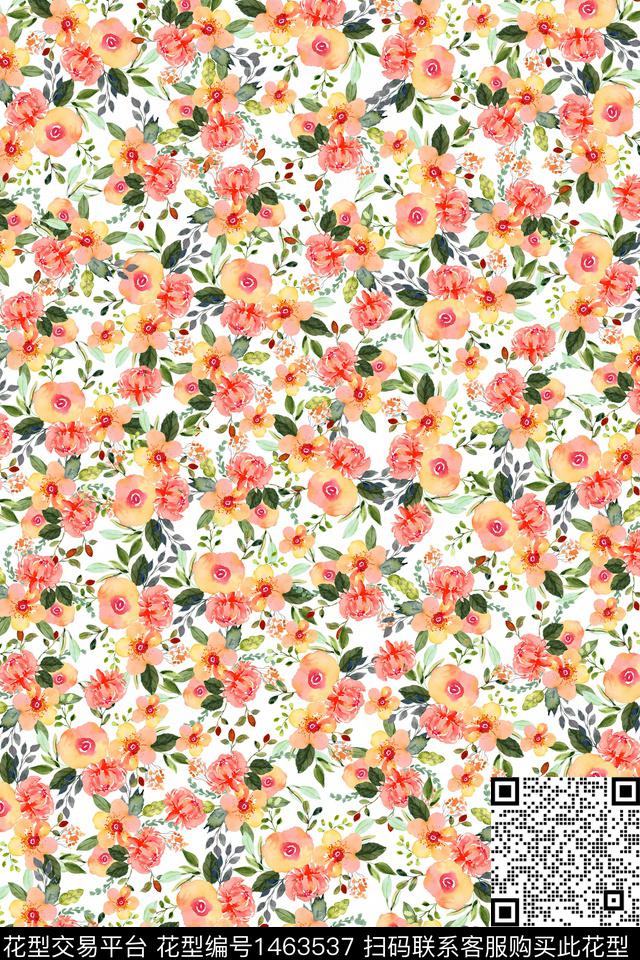 水彩女装花卉数码印花华亿平台下载（图片编号: 1463537） - 瓦栏（Walan）