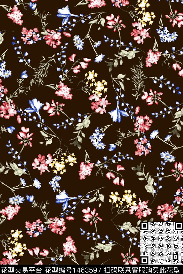 花卉抽象花卉小碎花数码印花华亿平台下载（图片编号: 1463597） - 瓦栏（Walan）