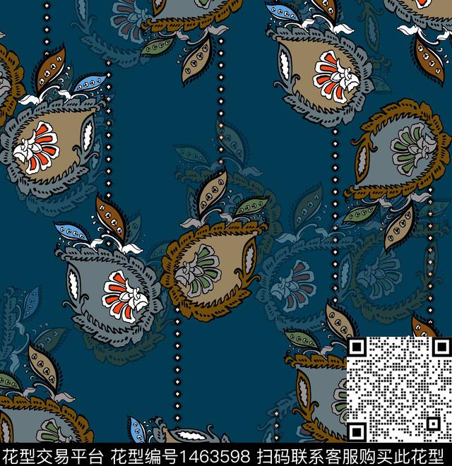 连衣裙女装佩斯利数码印花华亿平台下载（图片编号: 1463598） - 瓦栏（Walan）