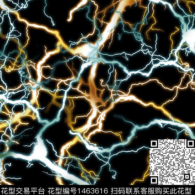 肌理闪电抽象男装数码印花华亿平台下载（图片编号: 1463616） - 瓦栏（Walan）