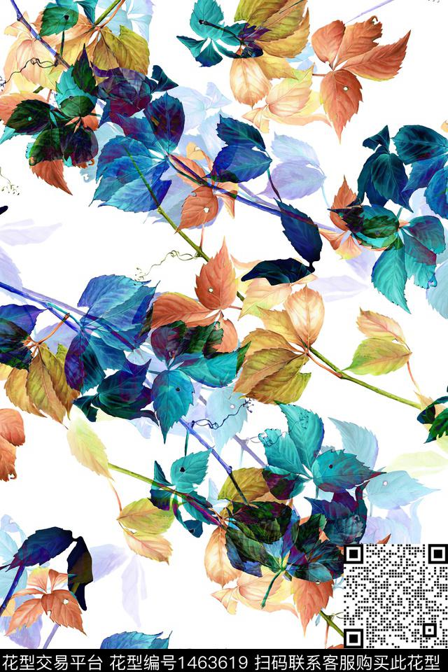 绿植树叶炫彩年轻女性数码印花华亿平台下载（图片编号: 1463619） - 瓦栏（Walan）