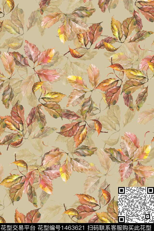 绿植树叶肌理年轻女性数码印花华亿平台下载（图片编号: 1463621） - 瓦栏（Walan）