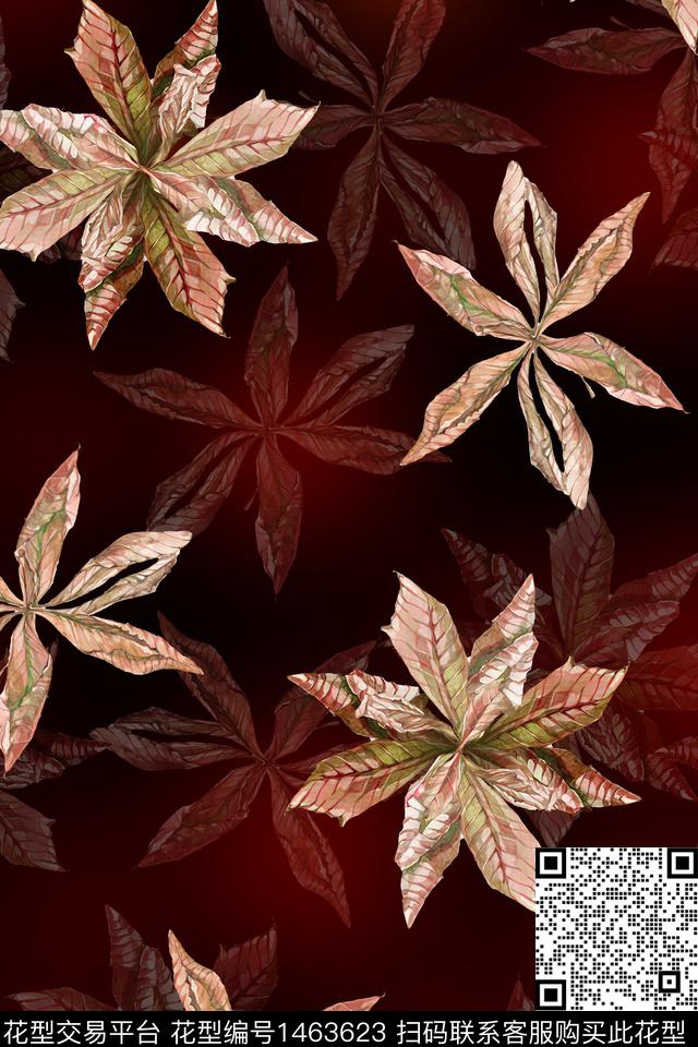 绿植树叶肌理年轻女性数码印花华亿平台下载（图片编号: 1463623） - 瓦栏（Walan）