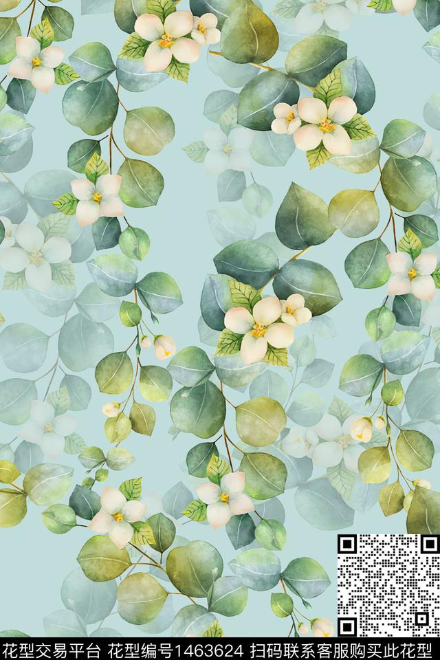 绿植树叶年轻女性大牌风数码印花华亿平台下载（图片编号: 1463624） - 瓦栏（Walan）