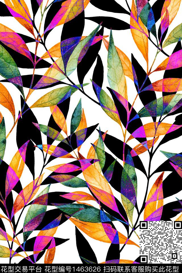 绿植树叶年轻女性大牌风数码印花华亿平台下载（图片编号: 1463626） - 瓦栏（Walan）