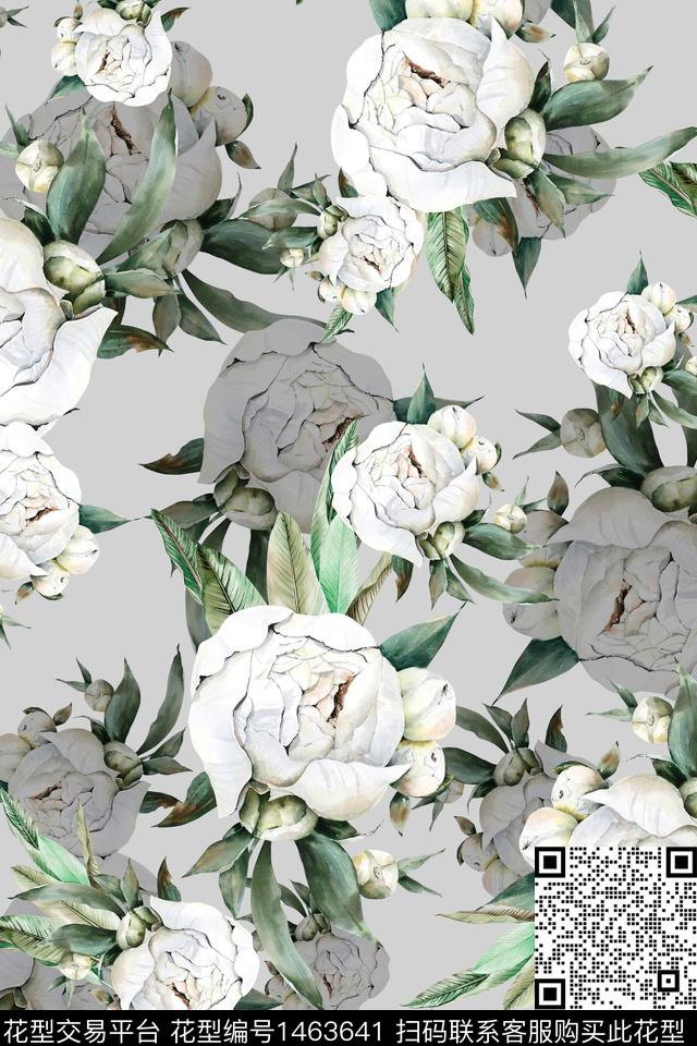 花卉大牌风小清新数码印花华亿平台下载（图片编号: 1463641） - 瓦栏（Walan）