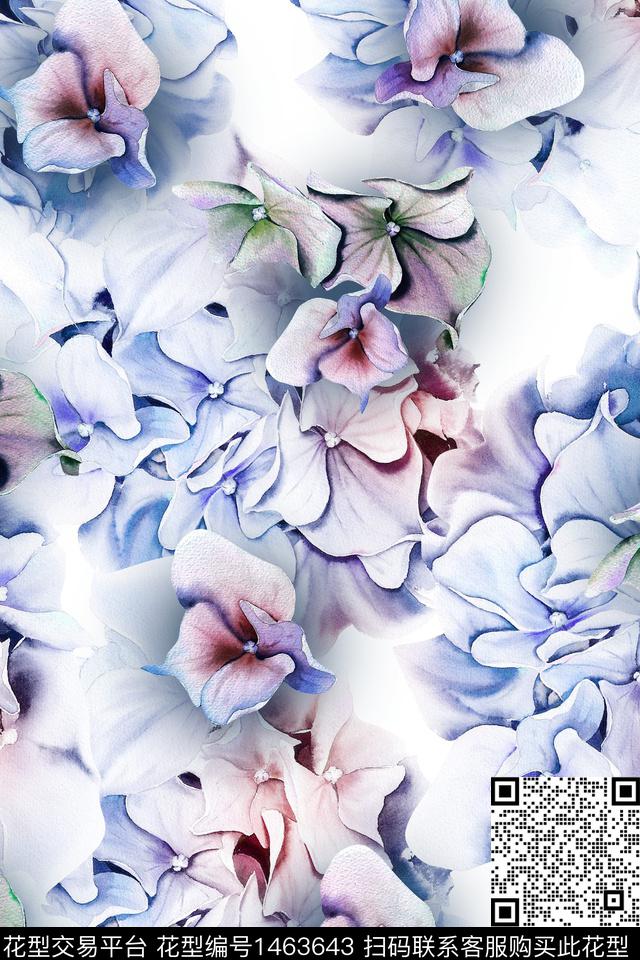 花卉大牌风小清新数码印花华亿平台下载（图片编号: 1463643） - 瓦栏（Walan）